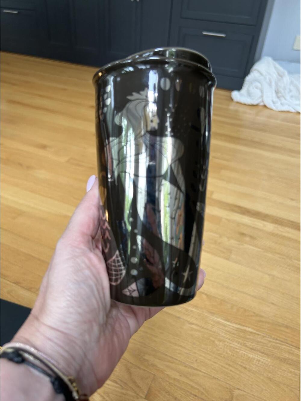 Starbucks Brown Reusable Coffee Mug with Decorative Design
